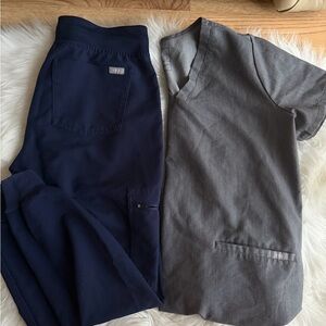 FIGS Gray and Navy Scrub Set